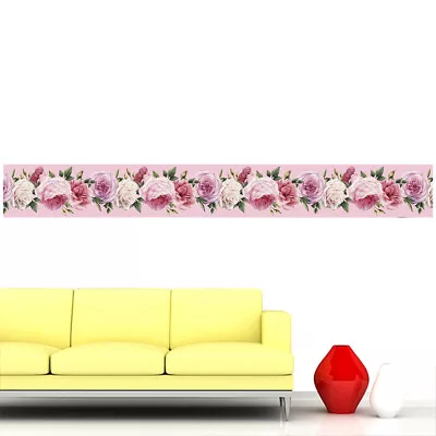 Flower Wall Stickers Floral Border Self- Adhesive Wallpaper • £11.03