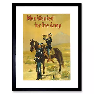 War Army Recruitment Horse Trumpet Poster Framed Wall Art Print 12X16 In • £26.99