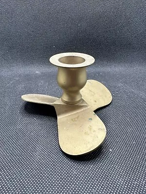 Vintage Brass Nautical Ship Boat Propeller Candlestick Candle Holder 2.5  Tall • $16.84