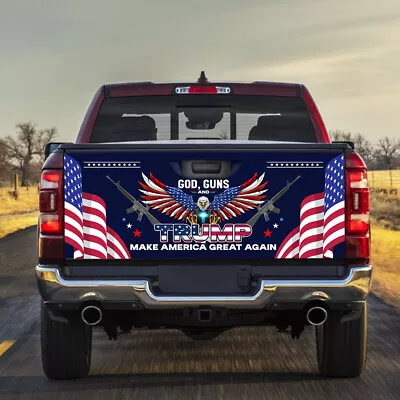 God Guns And Trump MAGA Patriotic American Truck Tailgate Decal Sticker Wrap • $34.95