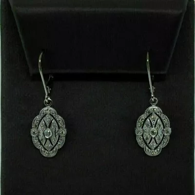 Round Cut Lab-Created Diamond Vintage Drop Dangle Earring 14K White Gold Plated • $79.99