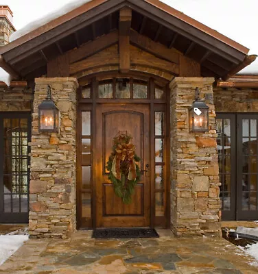 Rustic Entry Door 36x96 Withh  Sidelites & Arched Transom • $10689