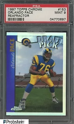 1997 Topps Chrome Refractor #153 Orlando Pace Rams RC Rookie PSA 9 MINT • $0.99