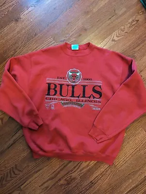 Vintage 1989 Michael Jordan Era Trench Sweat Shirt Chicago Bulls Deep Red NICE • $19.99