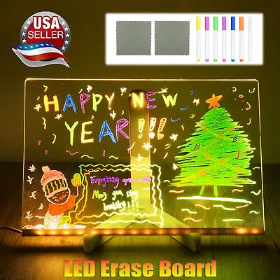 LED Note Board With Colors Acrylic Dry Erase Board With Light DIY Drawing Board • $17.98