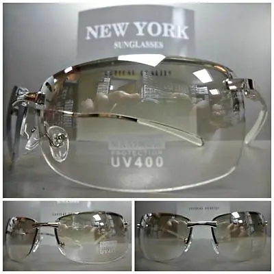 Mens Women CONTEMPORARY MODERN Style FASHION SUN GLASSES Clear Lens Chrome Frame • $29.99