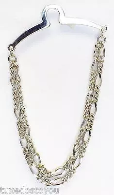 $23.99 • Buy NEW Men's 4mm Tie Chain Tack Clip Silver Double Figaro USA