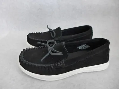 MINNETONKA Black Suede Leather Scout Moccasins 61020 Size 7M NEW • £38.57