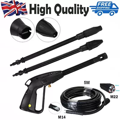 £15.99 • Buy High Pressure Washer Spray Gun 160 Bars Jet Lance Trigger Wash Water & 5m Hose