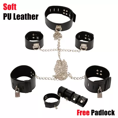 BDSM Fetish Bondage Kit Collar Leg Handcuffs Ankle Wrist Cuffs Restraint Sex Toy • $28.99