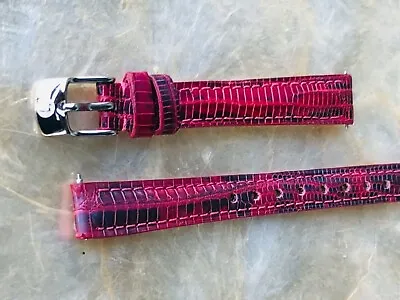 NEW MICHELE 12mm PINK TEJU WATCH STRAP / SILVER BUCKLE  Retail $180 • $39.60