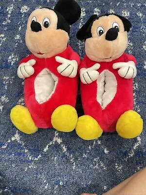£20.46 • Buy Mickey Mouse Plush Slippers For Adults Large Disney Store Vintage And Rare