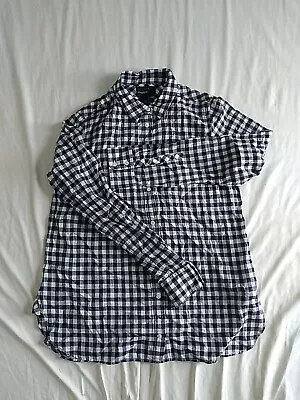 J Crew Women's Blue Classic-fit Boy Shirt Crinkle Gingham C6086 Size 6 $59 • $15