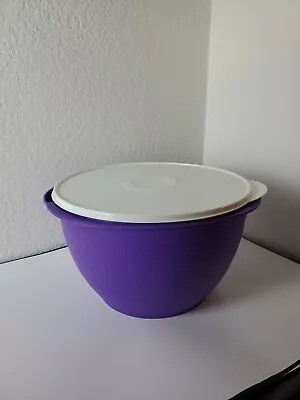 Tupperware Large Maxi Bowl 40 Cups Legacy Mixing Bowl Purple White Seal New • $37.99