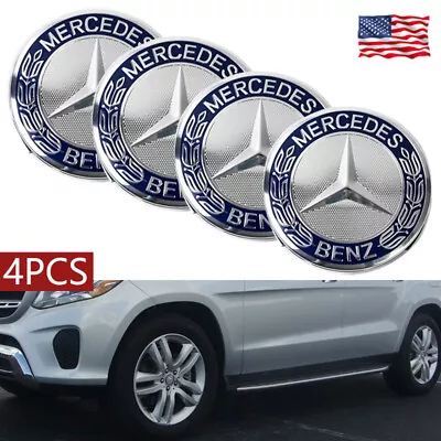 1Set/4Pcs 75mm For Mercedes-Benz Wheel Center Cap Emblem Blue Rim Hub Cover Logo • $14.96