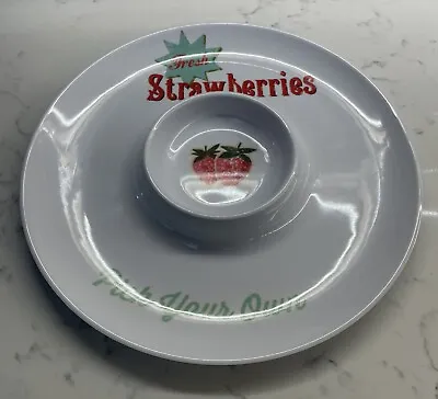 Strawberry Chip And Dip Plate Bowl White Melamine Red BN 29cm Wide • £8