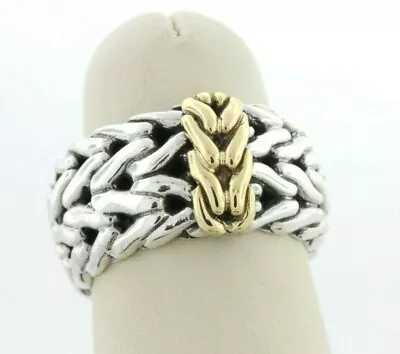 John Hardy 18K 750 Gold & Sterling Silver 925 Classic 10mm Wheat Band Ring- 5.5  • £474.86