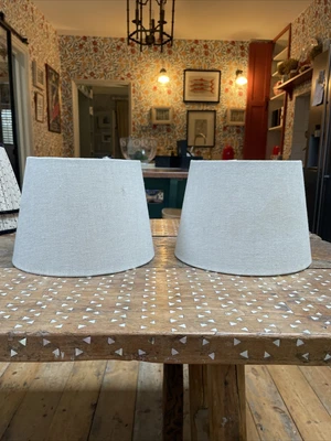 £10 • Buy Laura Ashley Bacall Cream Linen Drum Lamp Shades - Pair Of