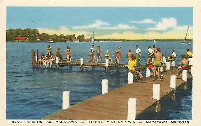 C1940 Private Dock Hotel Macatawa Macatawa Michigan Postcard • $9.99