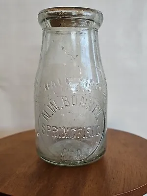 1/2 Half Pint Embossed Milk Bottle N. W. BONNEL Springfield NJ New Jersey • $35