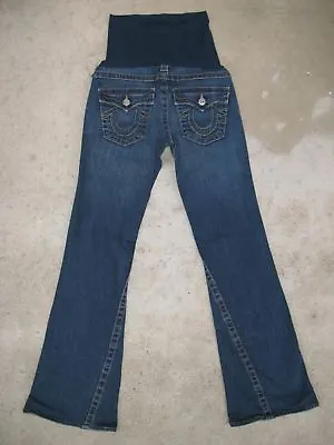 True Religion Pea In Pod Joey Maternity Jeans Low Bootcut Sz 28 Distressed • $39.95