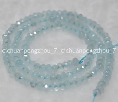Faceted 4x6mm Natural Aquamarine Abacus Rondelle Loose Beads 15   • $4.05