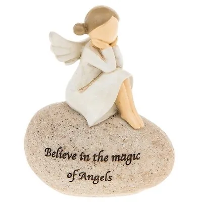 Angel Stones Guardian Pebble Ornament Figurine Friend Family Mum Baby Gift • £11.49