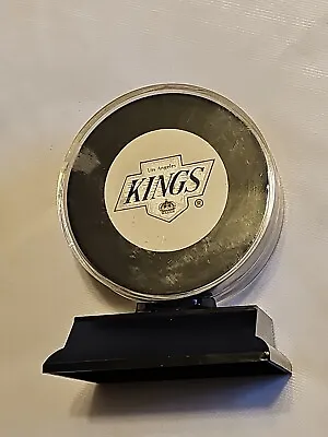 Vintage Los Angeles Kings Official Nhl Trench Orange Hockey Puck Canada In Case • $15