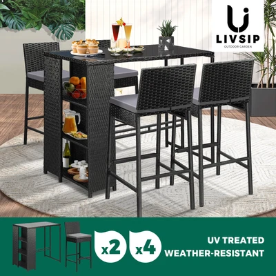 $179.90 • Buy Livsip Outdoor Furniture Bar Table And Chairs Dining Chairs Wicker Patio Set