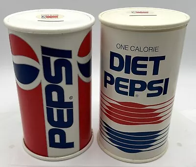 Vintage Pepsi Diet Pepsi Plastic Canister Can Coin Banks Handi Craft 2195 • $39.95