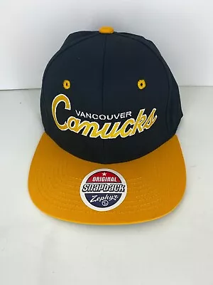 Vancouver Canucks NHL Adjustable Hockey Hat Black + Yellow Zephyr Snapback • $9.99