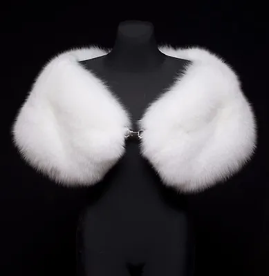 Real Pure White Arctic Fox Fur Handmade Weddings Stole Collar Scarf Flat Puritan • $449.99