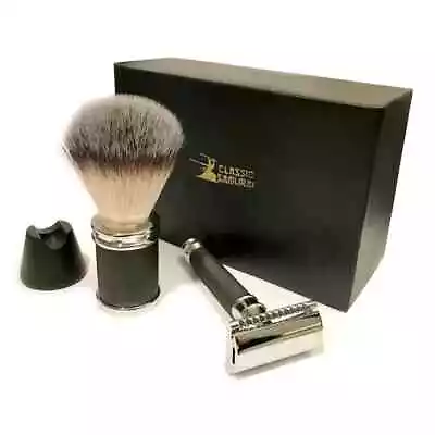 Men's Shaving Kit Safety Razor Shaving Brush For Gift Set + 15 Astra Blades • $24.75