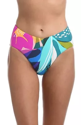 La Blanca Women's Multicolor Eclectic Shore V Front High Waist Bikini Bottom 16 • $14.88