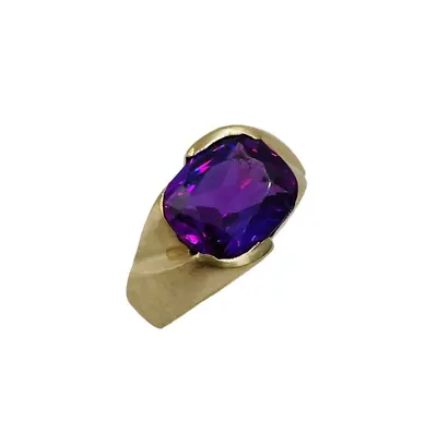 Vintage 14k Yellow Gold Synthetic Alexandrite Men's Ring • $750