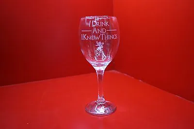 £12 • Buy Engraved Wine Glass Game Of Thrones I Drink And I Know Things Lannister Lion