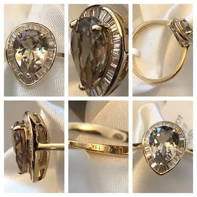 £860 • Buy 18CT 18K Yellow Gold Natural AAA Turkizite Pear Cut Diamond Ring Size P 2.17 C