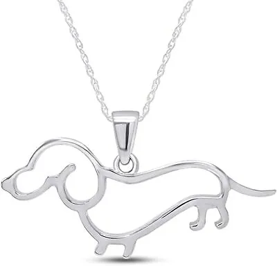 Dachshund Dog Pendant Necklace 925 Sterling Silver 18  Rope Chain • $32.19