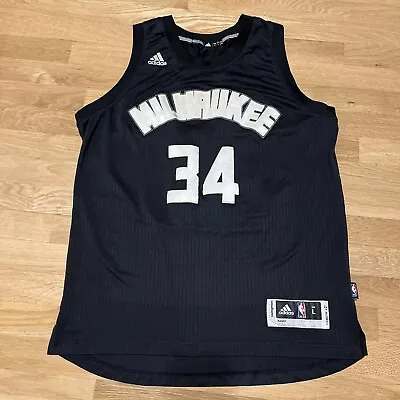 Giannis Antetokounmpo #34 Milwaukee Bucks Adidas Black Jersey Size Large +2 NBA • $23.99