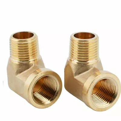 U.S. Solid 90 Degree Elbow Brass Fitting NPT 1/4  Male X 1/4  Female 2pcs • $9.59