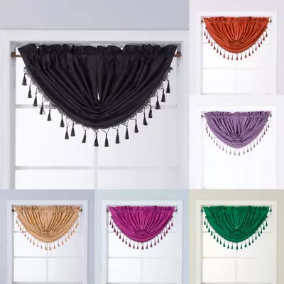 $7.23 • Buy 1 Small Swag Window Valance Microfiber Foam Lined Blackout Waterfall Design RS8