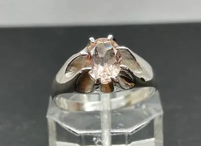 1.43 Ct Mined Pink  Morganite  .925 Sterling Silver Mens Claw Ring Sz 11 4grams • $99