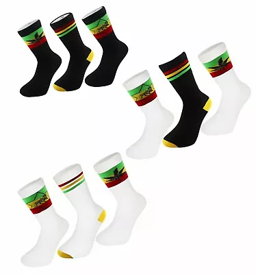 £3.90 • Buy 1-3 Pairs Rasta Ganja Weed 420 Leaf Stripe Lion Of Judah Socks One Size 6-11