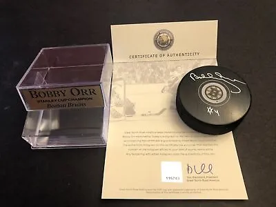 Bobby Orr Auto Boston Bruins Signed Puck  Great North Road W/ Nameplate + Holder • $159.99