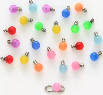 £2.04 • Buy New Surgical Steel 3mm Neon Ball Micro Dermal Anchor Head Choose Colour