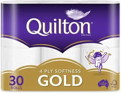 $26.48 • Buy Toilet Paper 30 Rolls Quilton 4 Ply White Soft Tissue Bulk Quilton Gold-Softness