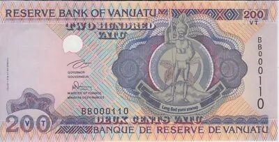 Vanuatu Banknote P8a 200 Vatu Pfx BB Very Low Serial Numbers  UNC  We Combine • $9.99