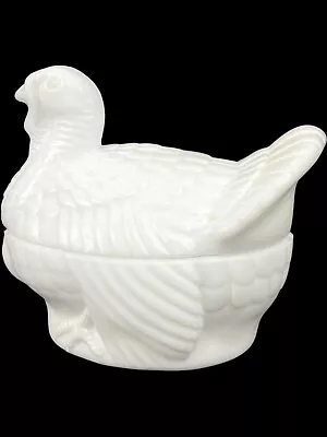 Vintage 1950s Imperial Glass Turkey Milk White Glass Covered Dish Kitchen Marked • $25