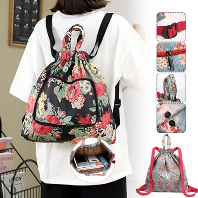 Drawstring Backpack Oxford Printed Fashion Bag Large Capacity Gym Bag Womens • $10.40