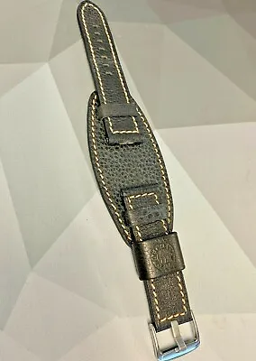 £65 • Buy Handmade Vintage Genuine ENZO MECHANA Leather Watch Bund Cuff Strap Black 24MM 